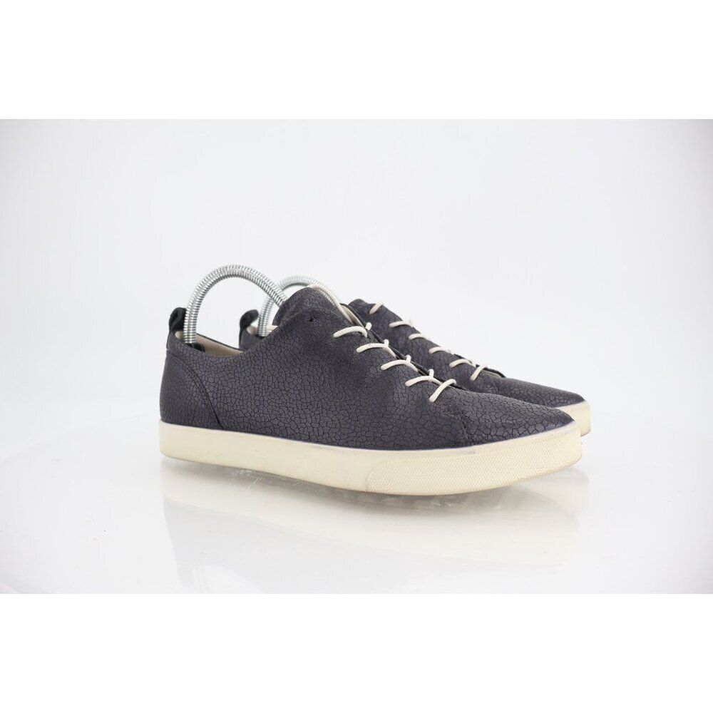 Ecco Women's Soft Sneaker Size 9 Casual Shoe Textured Blue Leather Crackle - Picture 2 of 14